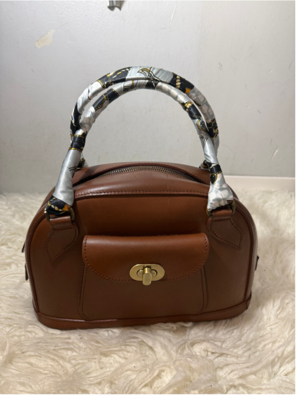 J.M Davidson vintage leather top handle satchel bag medium